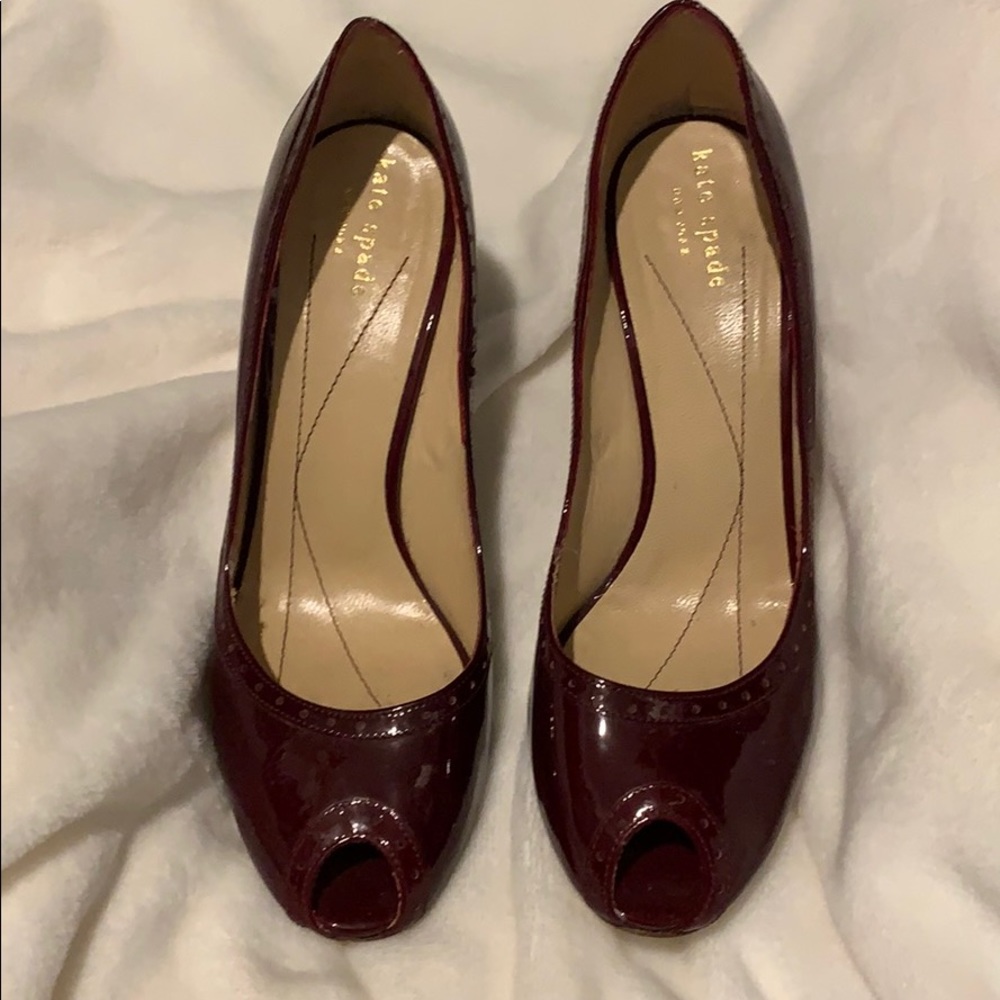 Kate Spade Ruby Red Patent Giselle Pump peep toe